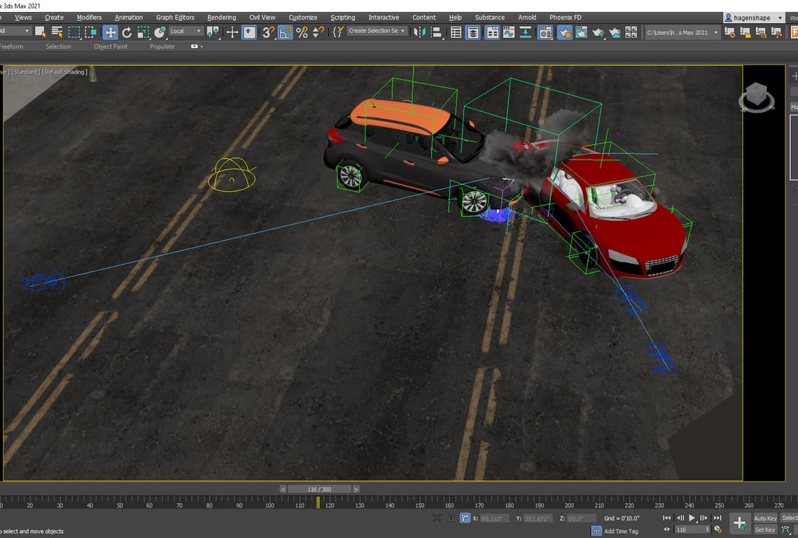 Descubra cómo los materiales de V-Ray 5 para 3ds Max ayudaron a crear esta representación de automóvil accidentado