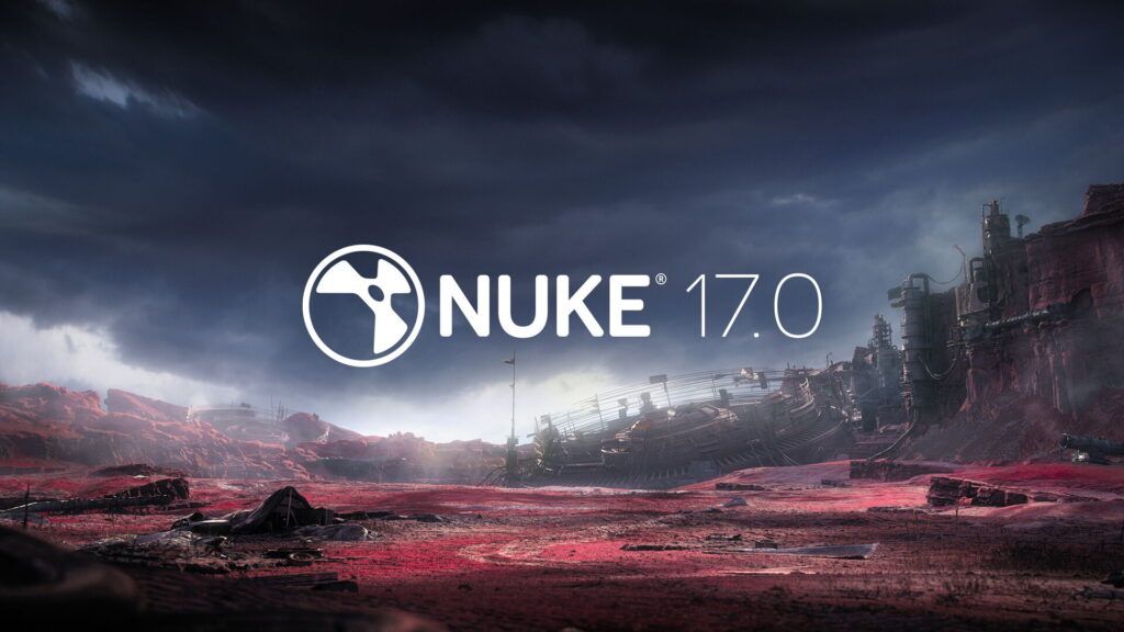Imagen promocional de Nuke 17 que muestra la interfaz de composición node-based trabajando con elementos 3D y efectos visuales, representando las nuevas capacidades del software para pipelines de VFX y postproducción profesional desarrolladas por Foundry.